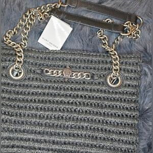 Kurt Geiger Silver Knit Chain Shoulder Tote Bag NWT